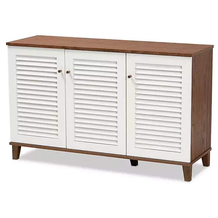 Entryway Furniture-Kirklands Home Collier Two-Tone 3-Door Shoe Storage Cabinet
