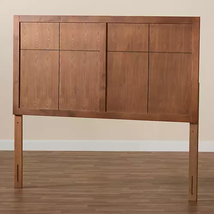 Beds & Headboards-Kirklands Home Ash Walnut Wood Panel Full Headboard Brown