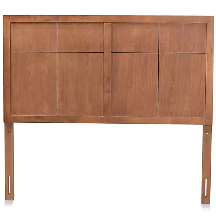 Beds & Headboards-Kirklands Home Ash Walnut Wood Panel Queen Headboard Brown