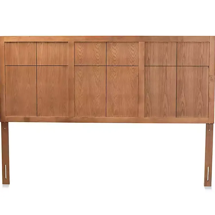 Beds & Headboards-Kirklands Home Ash Walnut Wood Panel King Headboard Brown
