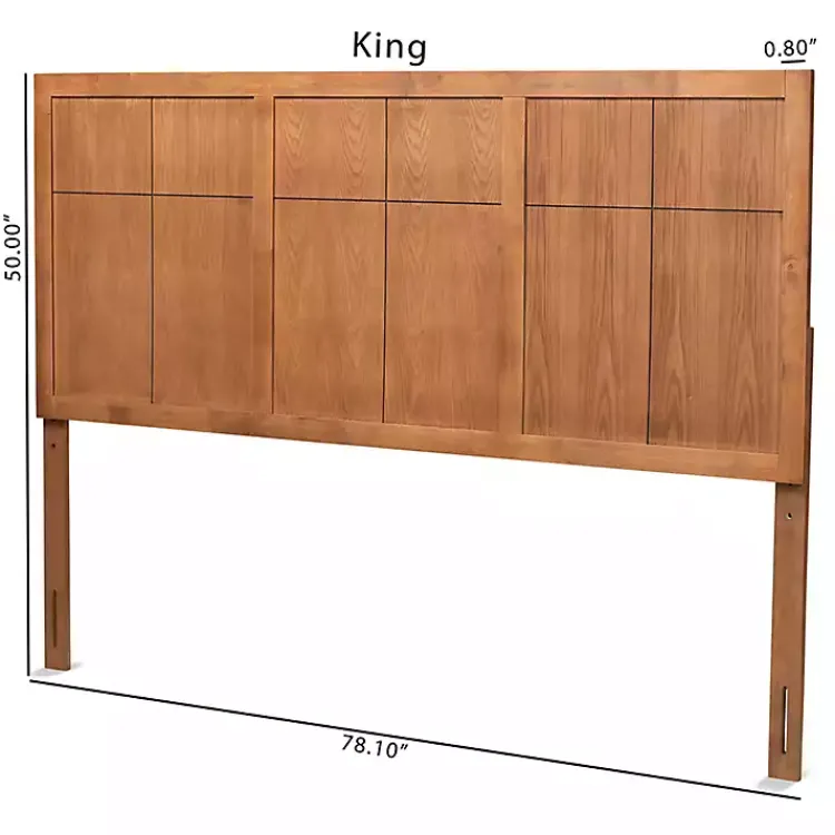 Beds & Headboards-Kirklands Home Ash Walnut Wood Panel King Headboard Brown