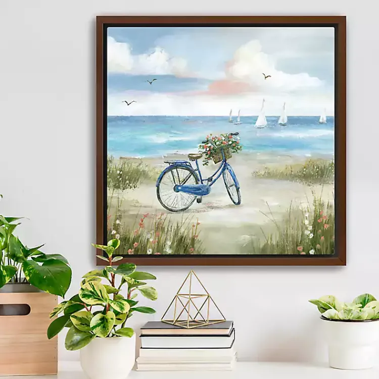 Framed Art-Kirklands Home Beach Bike Bliss Framed Canvas Art Print