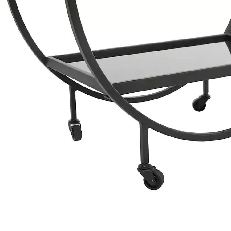Kitchen Islands & Bar Carts-Kirklands Home Round Metal and Glass 2-Ter Bar Cart Black
