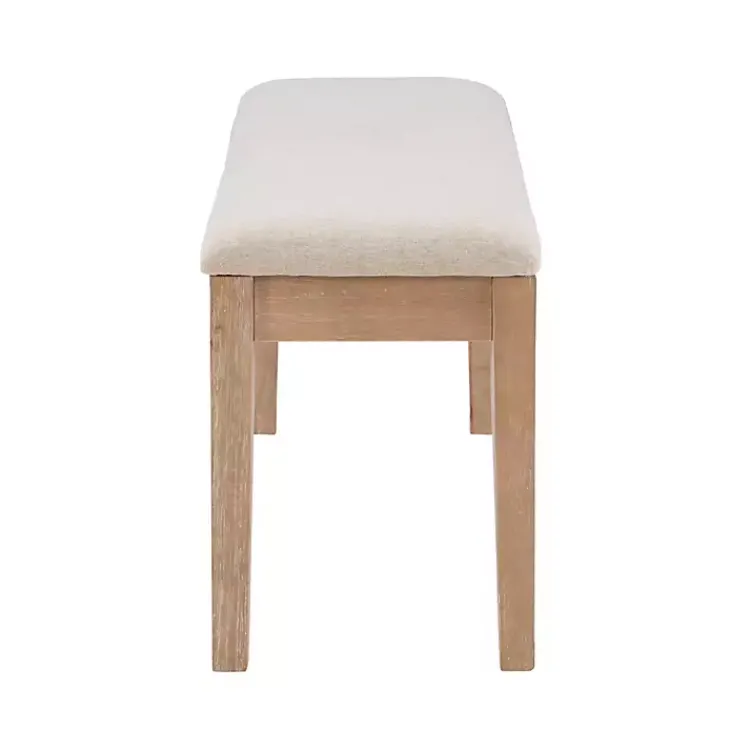 Benches & Ottomans-Kirklands Home Natural Wood and Upholstered Seat Bench Tan
