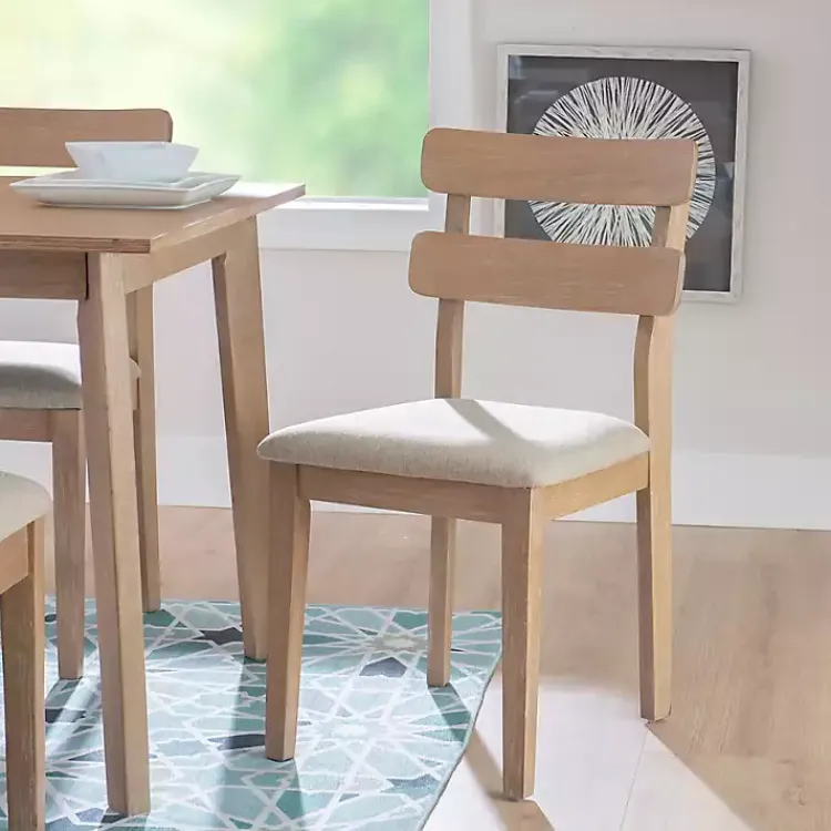 Dining Chairs-Kirklands Home Natural Wood Slatted Back Dining Chairs, Set of 2 Gray