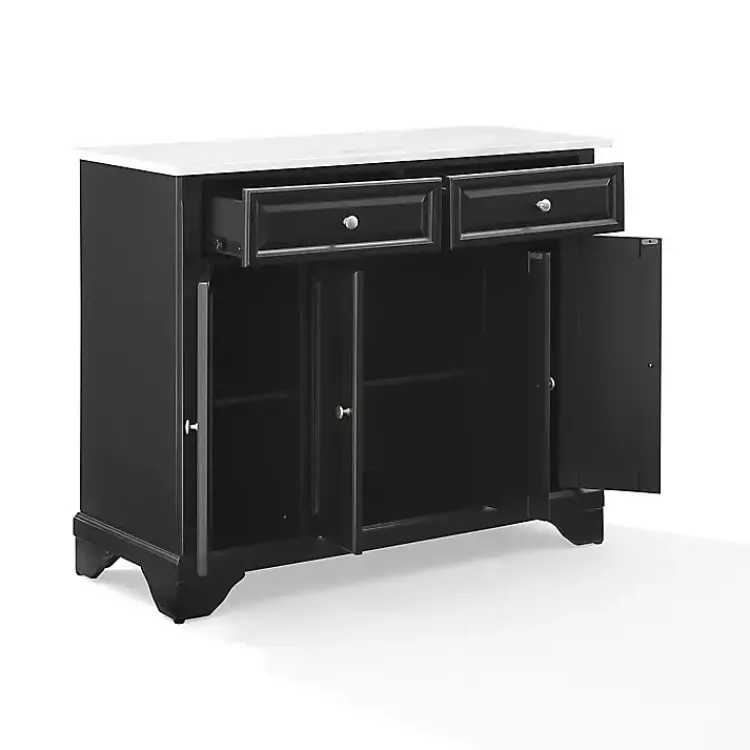 Kitchen Islands & Bar Carts-Kirklands Home Gia Black and White Marble Kitchen Island