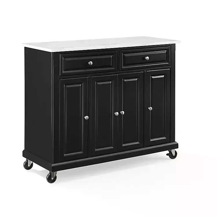 Kitchen Islands & Bar Carts-Kirklands Home Gia Black and White Marble Kitchen Island