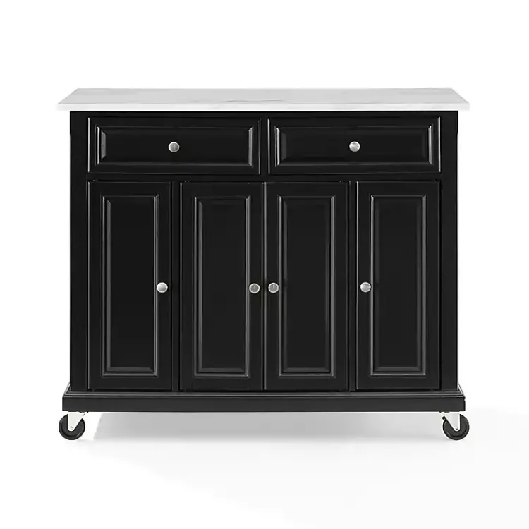 Kitchen Islands & Bar Carts-Kirklands Home Gia Black and White Marble Kitchen Island