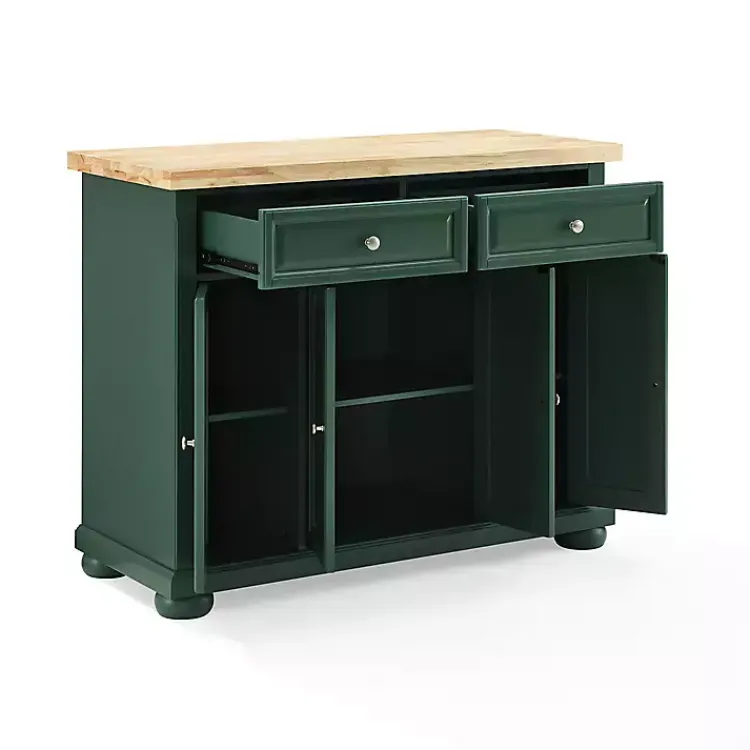 Kitchen Islands & Bar Carts-Kirklands Home Gia Forest Green Wood Kitchen Island