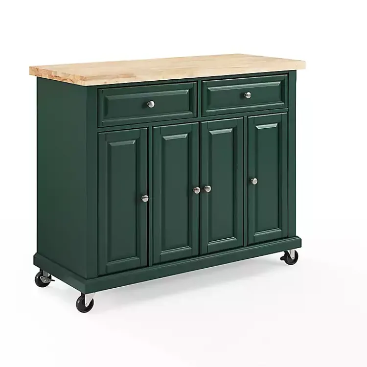 Kitchen Islands & Bar Carts-Kirklands Home Gia Forest Green Wood Kitchen Island