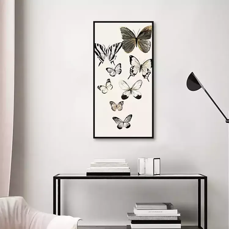 Framed Art-Kirklands Home Neutral Butterflies Framed Canvas Art Print