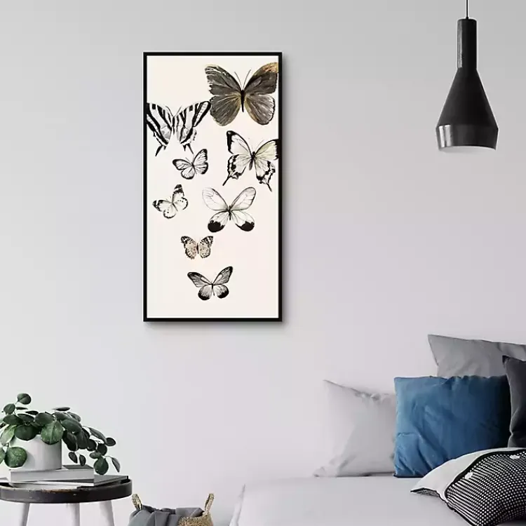 Framed Art-Kirklands Home Neutral Butterflies Framed Canvas Art Print