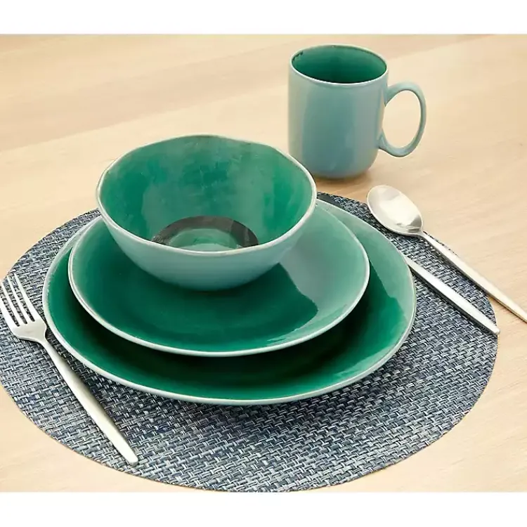 Dinnerware-Kirklands Home Emerald Crackle Glazed 16-pc. Dinnerware Set Green