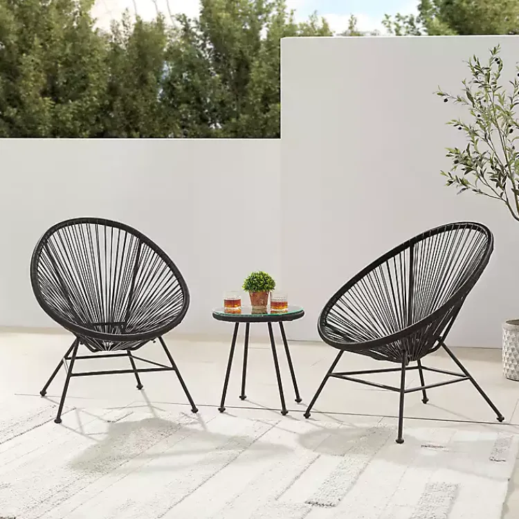 Outdoor Seating-Kirklands Home Metal Wicker Outdoor Chair Black