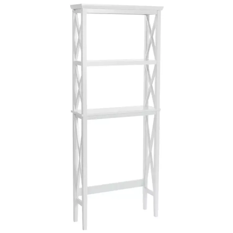 Bathroom Furniture-Kirklands Home Wood Over-Toilet 3-Tier Shelf White