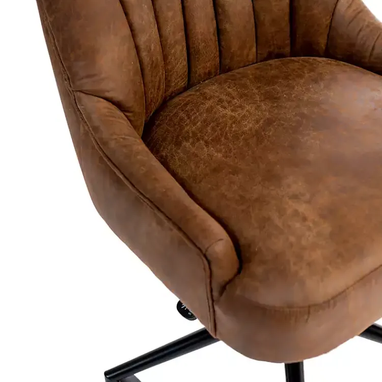 Office Furniture-Kirklands Home Wyatt Faux Leather Swivel Office Chair Brown