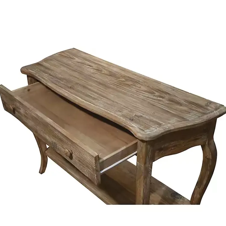 Console Tables-Kirklands Home Rustic Wood Curved Console Table Brown