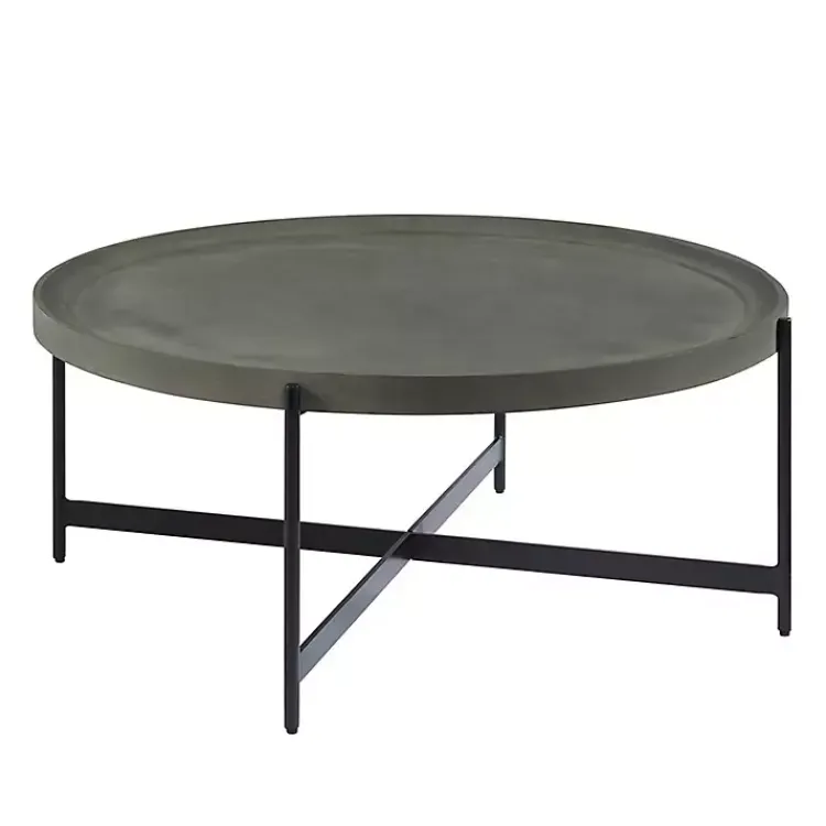 Coffee Tables-Kirklands Home Concrete Round Tray Top Coffee Table