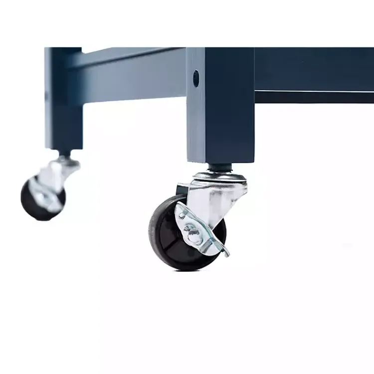 Kitchen Islands & Bar Carts-Kirklands Home Navy Wood and Stainless Steel Top Kitchen Cart Blue