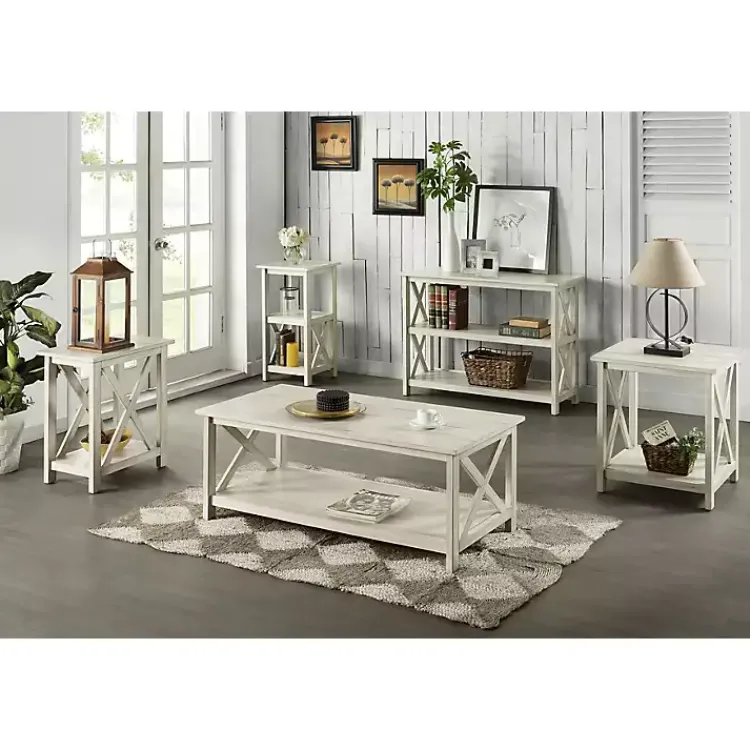 Console Tables-Kirklands Home Antique washed Wood Console Table White