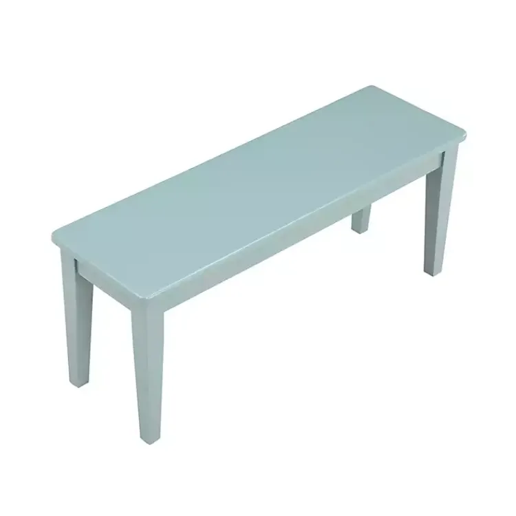 Benches & Ottomans-Kirklands Home Turquoise Wood Classic Farmhouse Bench Blue