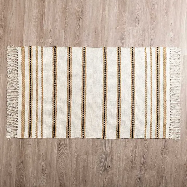 Accent Rugs-Kirklands Home White Cotton and Jute Woven Scatter Rug