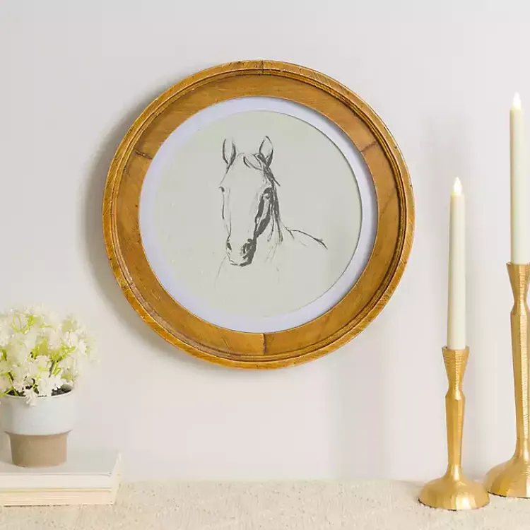 Framed Art-Kirklands Home Round Horse Portrait Framed Art Print White