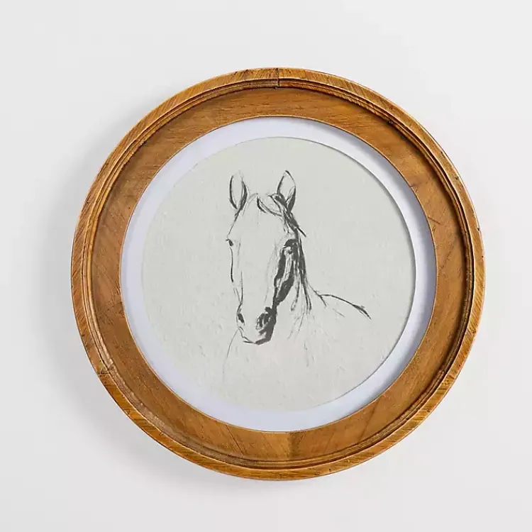 Framed Art-Kirklands Home Round Horse Portrait Framed Art Print White