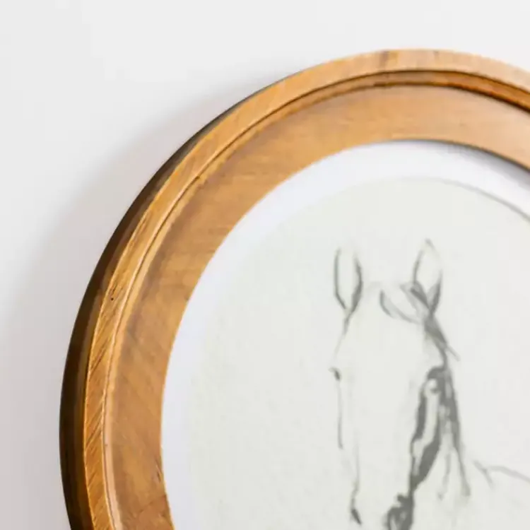 Framed Art-Kirklands Home Round Horse Portrait Framed Art Print White