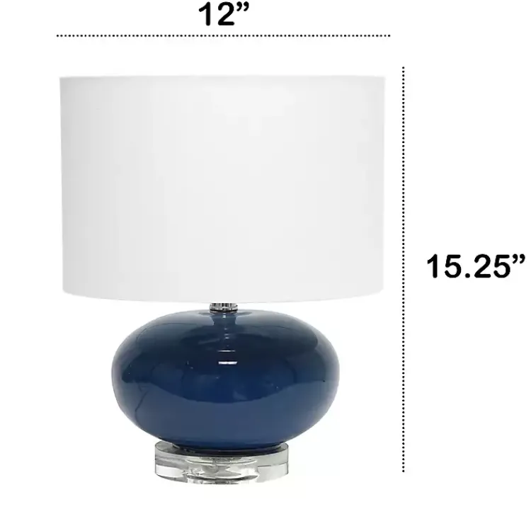 Table Lamps-Kirklands Home Navy Glass Short Oval Table Lamp Blue