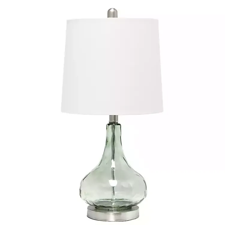 Table Lamps-Kirklands Home Green Glass Ripple Table Lamp White