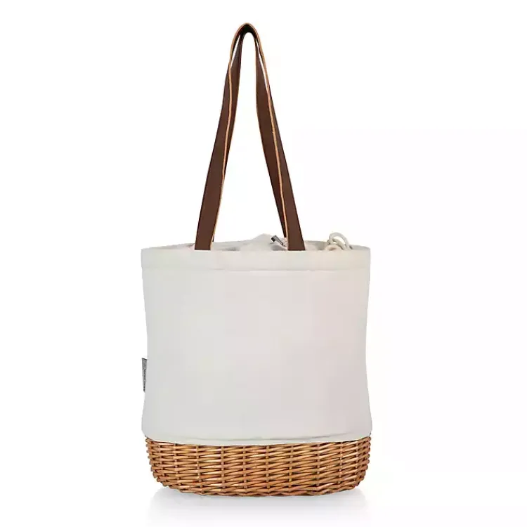Barware-Kirklands Home Wicker Cinch Top Wine Tote Ivory