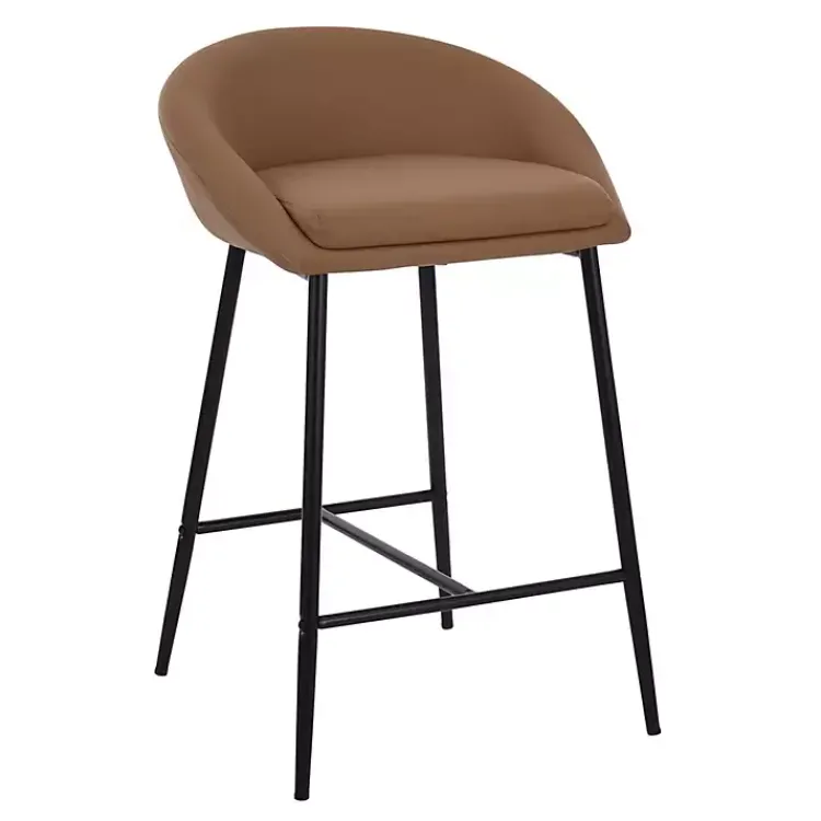 Bar Stools & Counter Height Stools-Kirklands Home Faux Leather Low Counter Stools, Set of 2 Brown