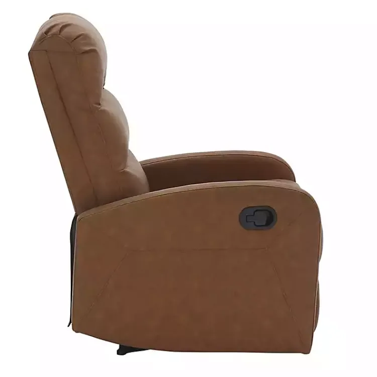 Accent Chairs-Kirklands Home Faux Leather Upholstered Slim Recliner Brown