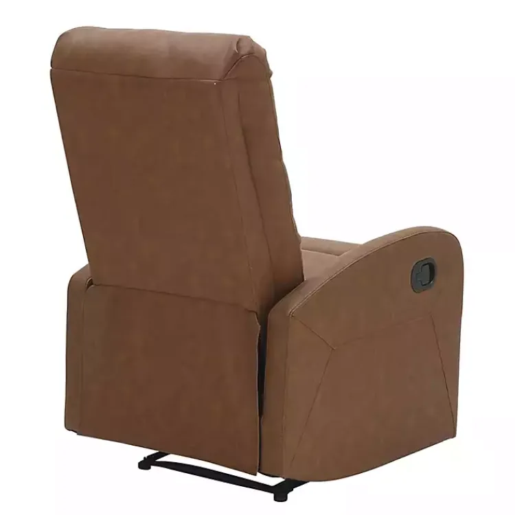 Accent Chairs-Kirklands Home Faux Leather Upholstered Slim Recliner Brown