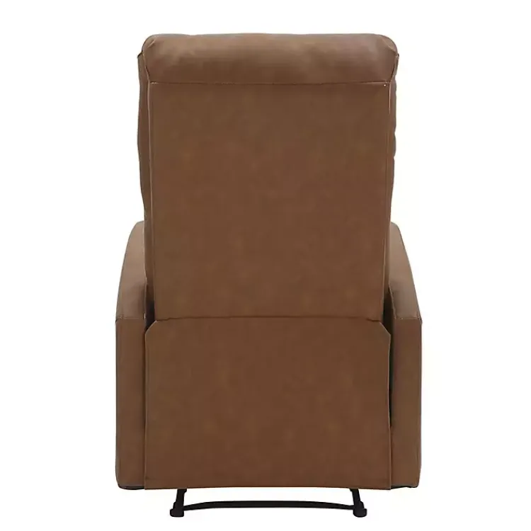 Accent Chairs-Kirklands Home Faux Leather Upholstered Slim Recliner Brown
