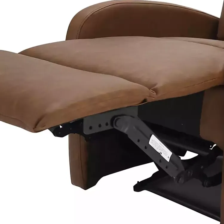 Accent Chairs-Kirklands Home Faux Leather Upholstered Slim Recliner Brown