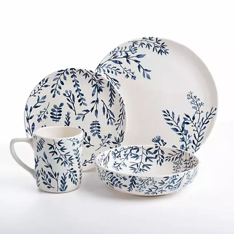 Dinnerware-Kirklands Home White and Blue Vines 16-pc. Dinnerware Set