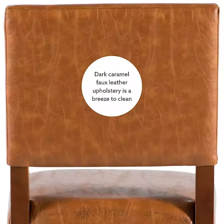 Bar Stools & Counter Height Stools-Kirklands Home Brown Faux Leather Square Classic Counter Stool Tan
