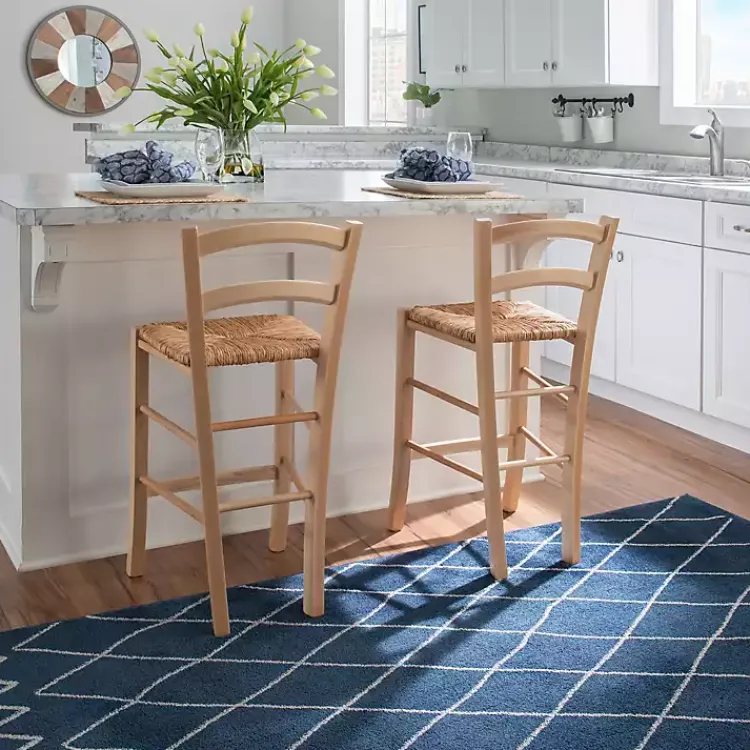 Bar Stools & Counter Height Stools-Kirklands Home Wood and Seagrass Counter Stools, Set of 2 Brown