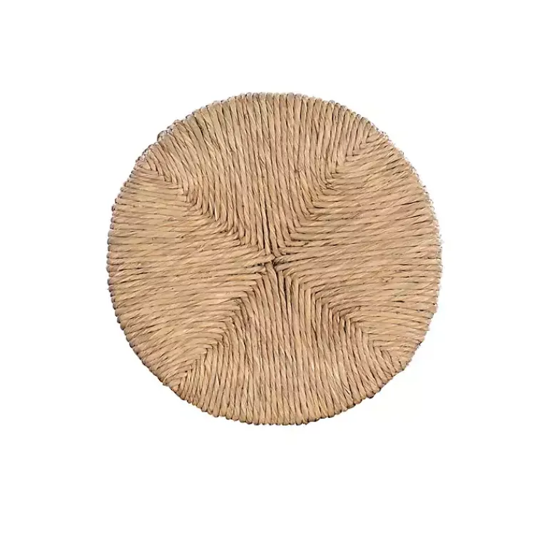 Bar Stools & Counter Height Stools-Kirklands Home Black Wood Seagrass Seat Swivel Counter Stool Tan