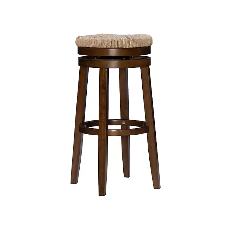 Bar Stools & Counter Height Stools-Kirklands Home Dark Seagrass Swivel Bar Stool Brown