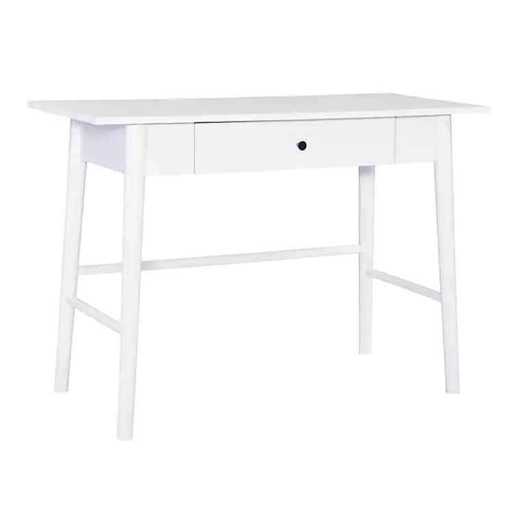 Office Furniture-Kirklands Home Dark Wood 1-Drawer Midcentury Modern Desk Brown