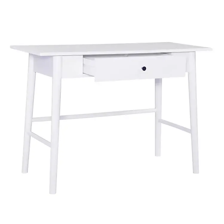 Office Furniture-Kirklands Home Dark Wood 1-Drawer Midcentury Modern Desk Brown