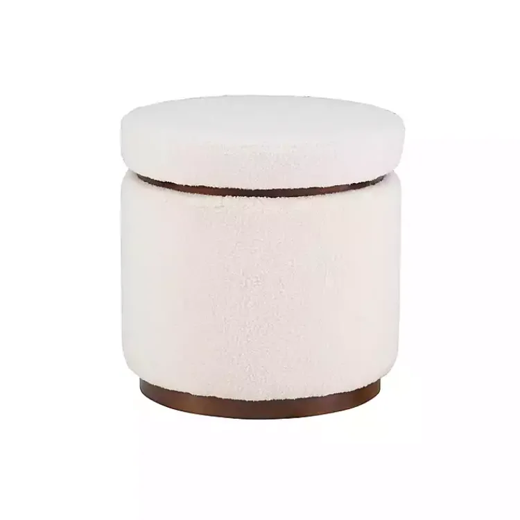 Benches & Ottomans-Kirklands Home Sherpa Upholstered Storage Ottoman White