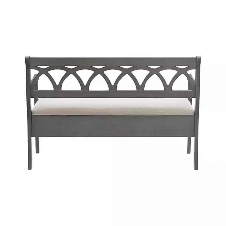 Benches & Ottomans-Kirklands Home Gray Wood Upholstered Storage Bench