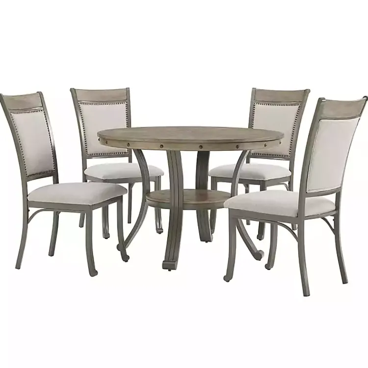 Dining Sets-Kirklands Home Wood and Upholstered Chairs 5-pc. Dining Set Gray