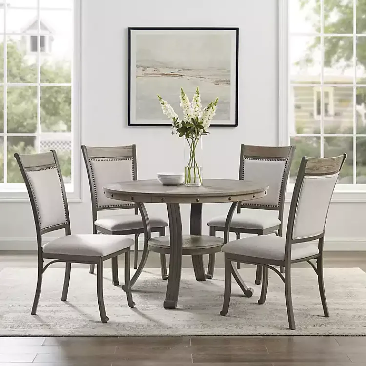Dining Sets-Kirklands Home Wood and Upholstered Chairs 5-pc. Dining Set Gray