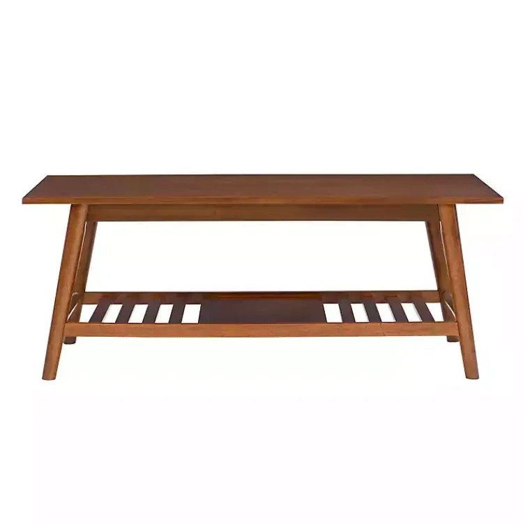 Coffee Tables-Kirklands Home Wood Slatted Bottom Shelf Coffee Table Brown