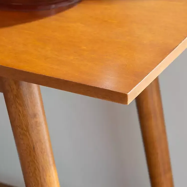 Console Tables-Kirklands Home Wood Slatted Bottom Shelf Console Table Brown